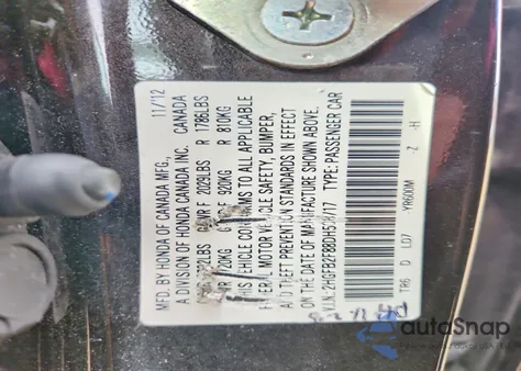 2013 Honda Civic Ex z USA, uszkodzony, nr VIN 2HGFB2F88DH508717